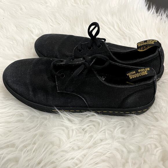 Dr Martens Santanita Canvas Casual Shoes Black Flat Lace Up Women's Size 8 - Picture 3 of 6